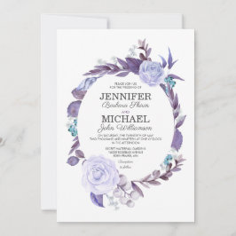 フローラバラパープ葉ルリース結婚ズ 招待状