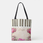 フローラバラピアノ音楽トートバッグ トートバッグ (裏面)