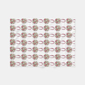 フローラバラピンクフラワーブーケ結婚の花嫁 フリースブランケット (正面(横))