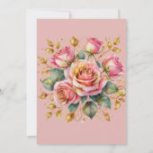 フローラバラピンクベビーイン開花ガールベビーシャワー 招待状 (裏面)