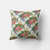 フローラバラピンクヴィンテージ水彩ワイルドフラワー クッション (裏面)