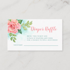 フローラバラピンク赤ちゃんシャワーおむつラッフル エンクロージャーカード