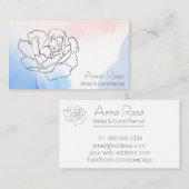 *~*フローラバラピーニーパステルブルーピンクウォーター色 名刺 (正面/裏面)