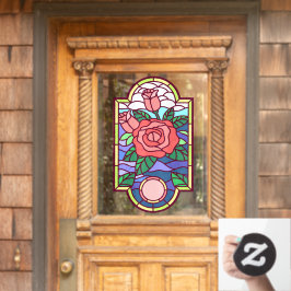 フローラバラフェイクステンドグラス装飾プライバシー ウィンドウサイン