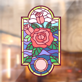 フローラバラフェイクステンドグラス装飾品 ウィンドウサイン