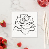 フローラバラフラワーブラック&ホワイトウェディングパーティー スタンダードカクテルナプキン (インサイチュ)