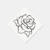 フローラバラフラワーブラック&ホワイトウェディングパーティー スタンダードカクテルナプキン (角)