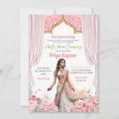 フローラバラブラウンインディアンガールハーフサリー式 招待状 (正面)
