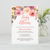 フローラバラベビーシャワーの開花水彩ベビー 招待状 (スタンド正面)