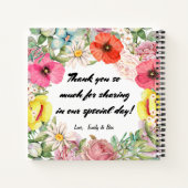 フローラバラポピーとデイジーピンク、珊瑚、黄色 ノートブック (裏面)