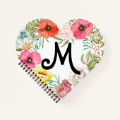 フローラバラポピーとデイジーピンク、珊瑚、黄色 ノートブック (正面)