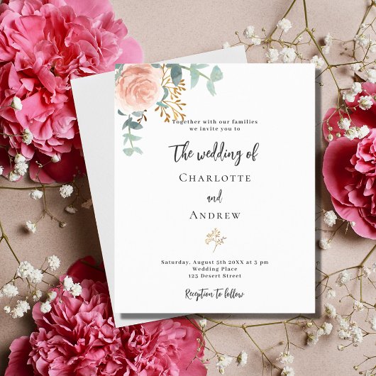 フローラバラユーカリ予算結婚式招待状