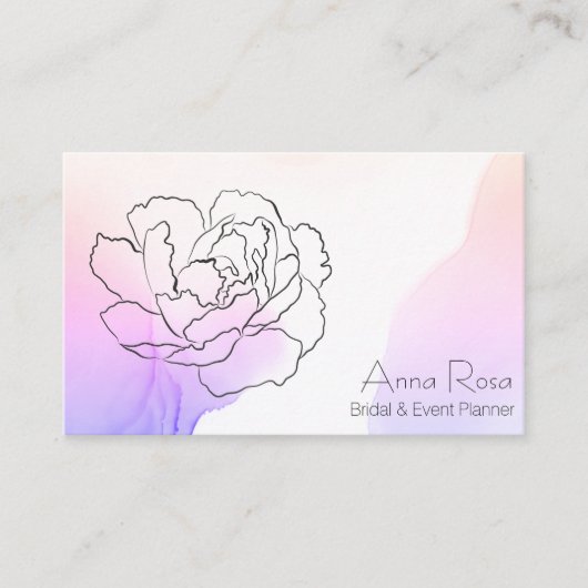 *~*フローラバララベンダー&ピンクパステルウォーターカラー 名刺 (正面)