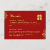 フローラバラレッドと金ゴールド中国のズ結婚 エンクロージャーカード (正面)