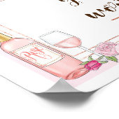 フローラバラワインピンク金ゴールドフレームと引用文 ポスター (角)