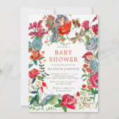 フローラバラ庭の動物の赤ちゃんシャワー 招待状 (正面)