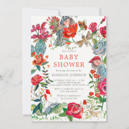 フローラバラ庭の動物の赤ちゃんシャワー 招待状