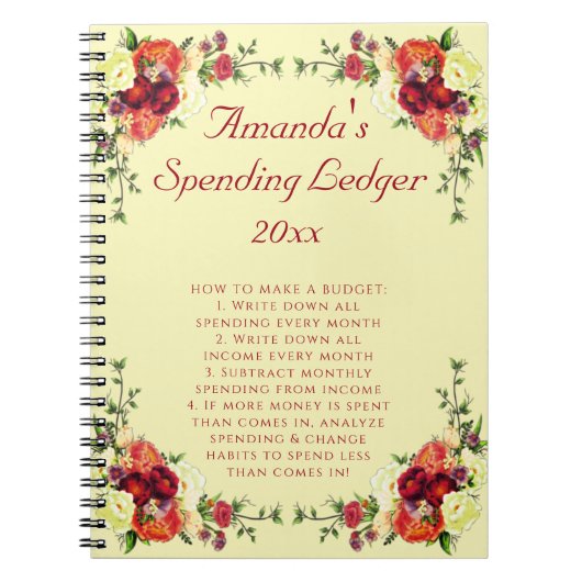 フローラバラ支出元帳予算ノートブック ノートブック (正面)
