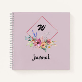 フローラバラ水彩タイポグラフィ文字 ノートブック