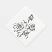 フローラバラ白黒フラワーヴィンテージウェディング スタンダードランチョンナプキン (角)