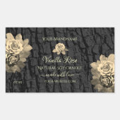 フローラバラ素朴ブラックツリーバーク製品ラベル 長方形シール (正面)