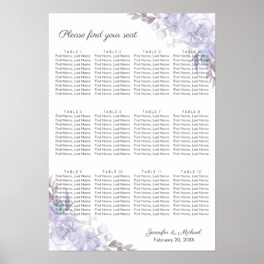 フローラバラ紫葉の座席表ポスター ポスター (正面)