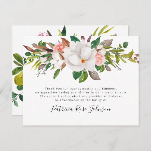 フローラバラ葬儀メモリアルありがとう サンキューカード (正面/裏面)