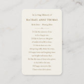 フローラバラ葬式メモリカード 名刺 (裏面)