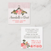 フローラバラ衣料掛けクローゼットファッションブティック スクエア名刺 (正面/裏面)