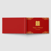 フローラバラ赤金ゴールド中国の結婚式 ゲストブック (全面)