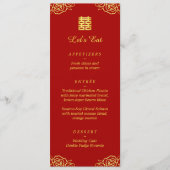 フローラバラ赤金ゴールド中国の結婚式 メニュー (正面)