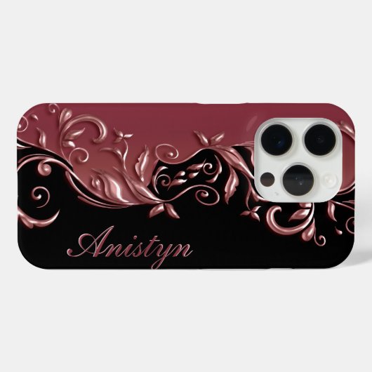 フローラバラ金ゴールドとブラック – パーソナライズされた Case-Mate iPhoneケース (裏面 (横))