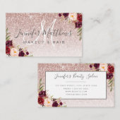 フローラバラ金ゴールドグリッターメークアップアーティストヘアサロン 名刺 (正面/裏面)