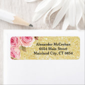 フローラバラ金ゴールドグリッター差出人住所 ラベル (インサイチュ)