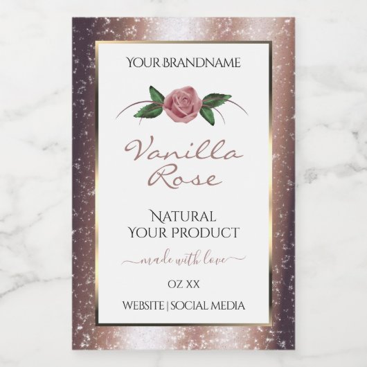 フローラバラ金ゴールドソフトグリッターホワイト製品ラベル フードラベル (シングルラベル)