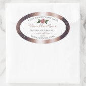 フローラバラ金ゴールドソフトグリッターホワイト製品ラベル 楕円形シール (バッグ)