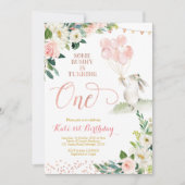 フローラバラ金ゴールドバニー誕生日招待状 招待状 (正面)