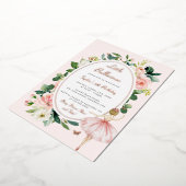 フローラバラ金ゴールドバレリーナ子供の誕生日 箔招待状 (回転した状態)