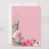 フローラバラ金ゴールドピンクグリーンバララグジュアリー結婚ズ 招待状 (裏面)