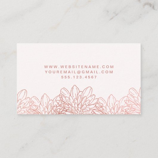 フローラバラ金ゴールドピンクプロフェッショナルフローリスト 名刺 (裏面)