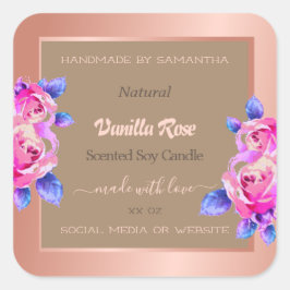 フローラバラ金ゴールドベージュ製品のパッケージラベル スクエアシール