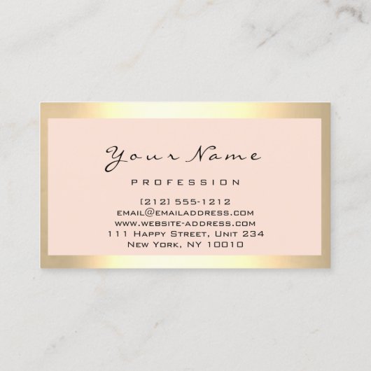 フローラバラ金ゴールドメイクアップアーティストヘアサロンフレーム 名刺 (裏面)