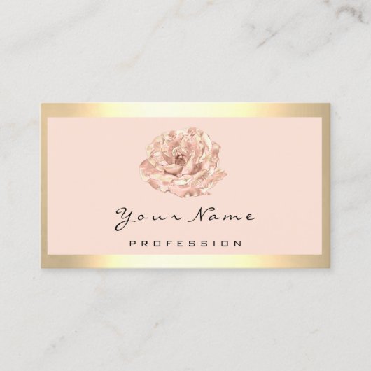 フローラバラ金ゴールドメイクアップアーティストヘアサロンフレーム 名刺 (正面)