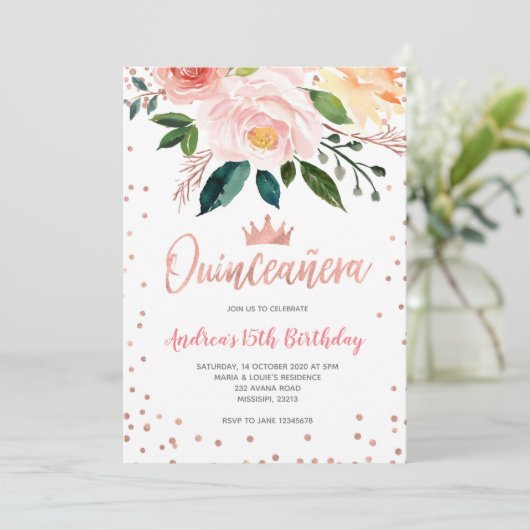 フローラバラ金ゴールドメキシコキンセアニェラ誕生日 招待状 (スタンド正面)