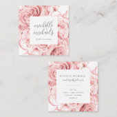 フローラバラ金ゴールドモダンスクリプトモノグラム スクエア名刺 (正面/裏面)