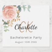 フローラバラ金ゴールドモノグラムバチェロレッテ スパークリングワインラベル (シングルラベル)