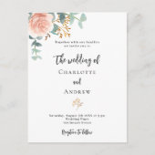 フローラバラ金ゴールドユーカリ結婚カリ インビテーションポストカード (正面)