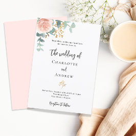 フローラバラ金ゴールドユーカリ結婚カリ インビテーションポストカード