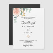 フローラバラ金ゴールドユーカリ結婚プザリー マグネット招待状 (正面/裏面)