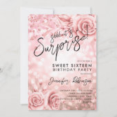 フローラバラ金ゴールドライトフォトサプライズSweet 16 招待状 (正面)